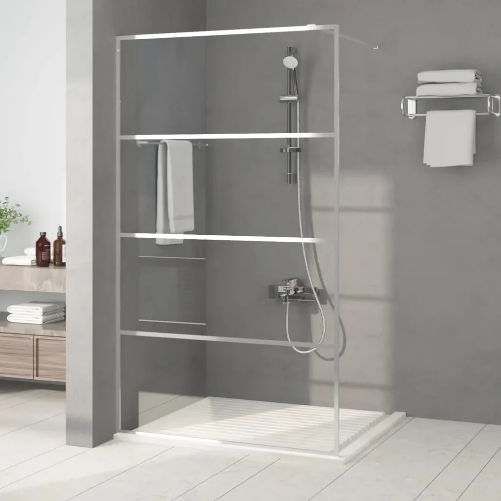 vidaXL Inloopdouchewand 115x195 cm transparant ESG-glas zilverkleurig