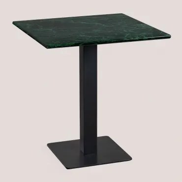 Vierkante Bar Tafel Van Livanto Marmer Zwart & ↔︎ 60 Cm & Groen Marmer Big Flower - Sklum