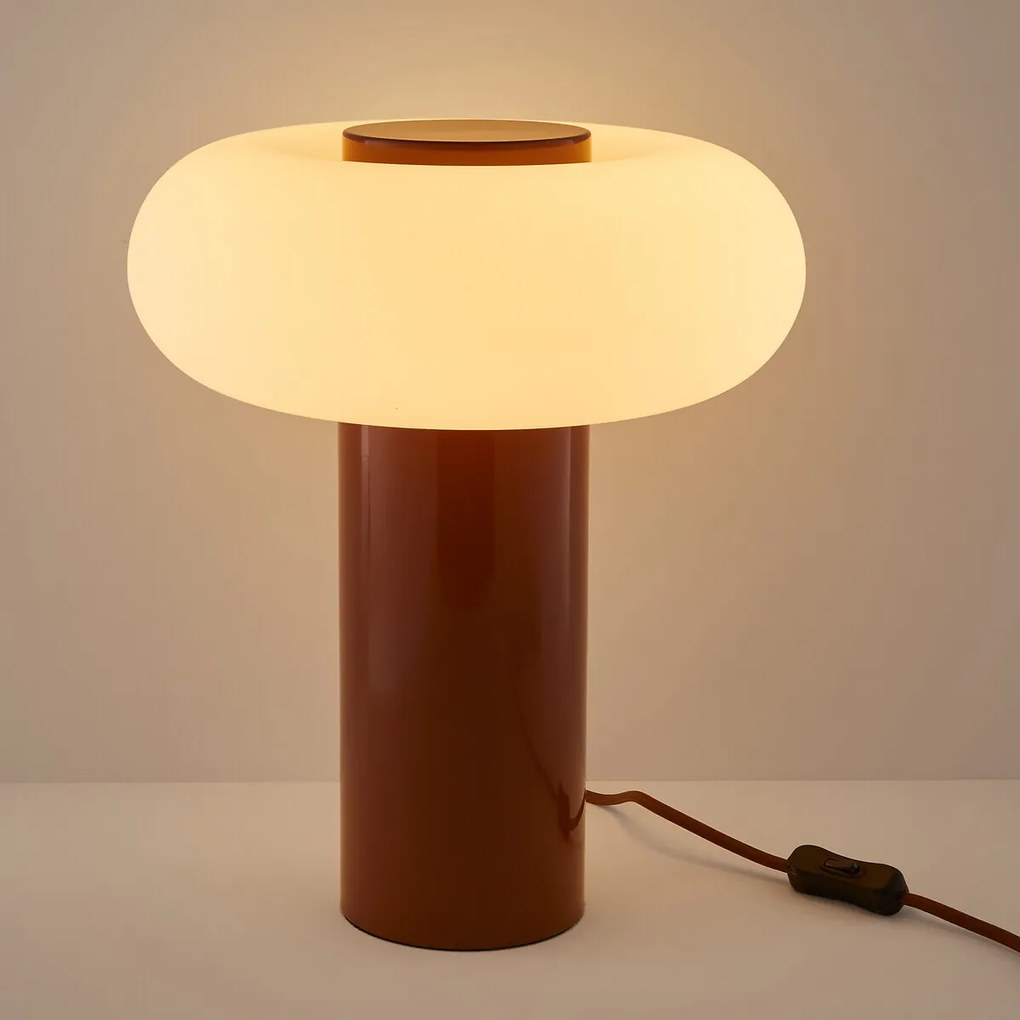 Lamp in ijzermetaal en opaline, Omer