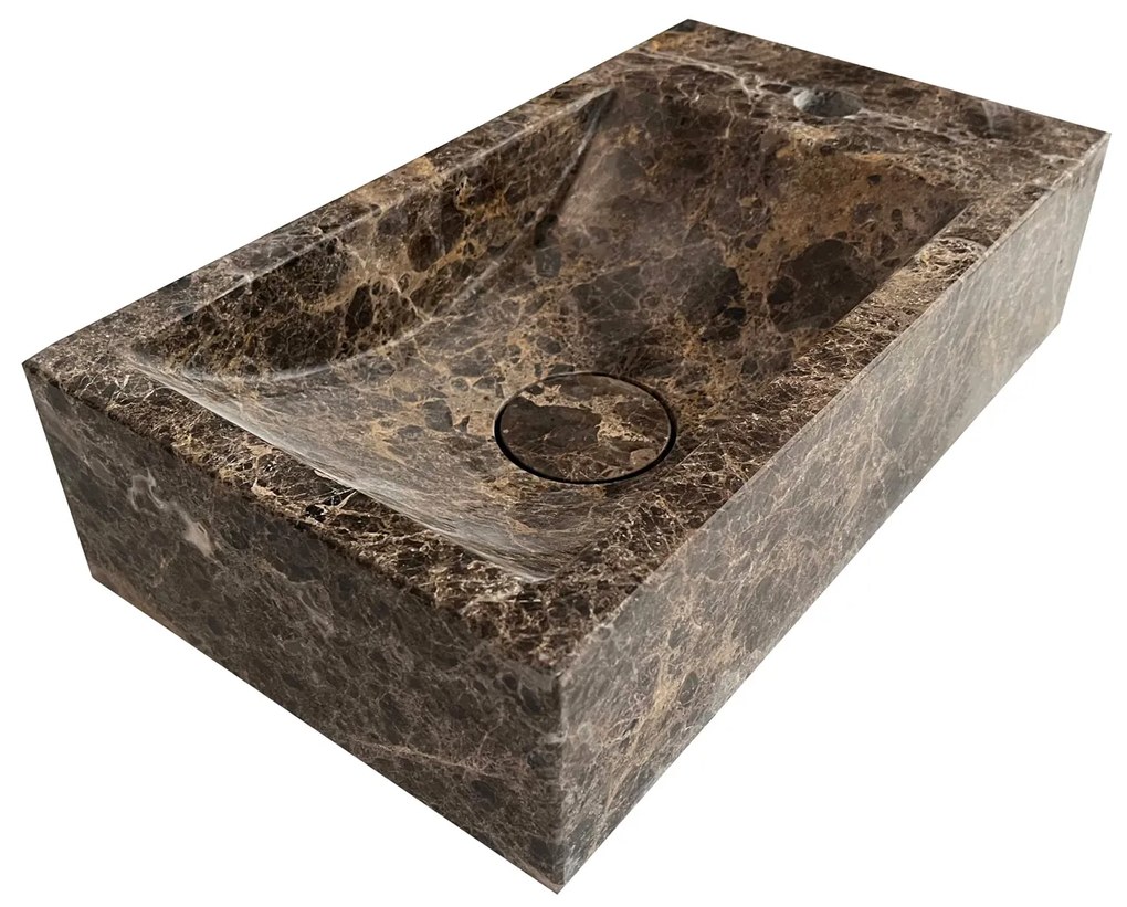 Fontana Dark Emperador toiletmeubel met ribbelfront 40cm wit mat