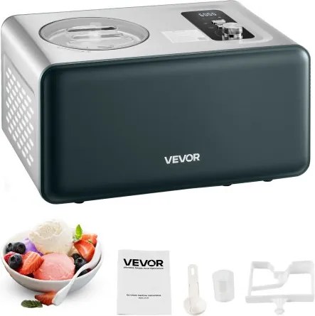 VEVOR automatische ijsmachine 1,5 L met ingebouwde compressor (150 W) zonder voorvriezen, ijsmachine met 3 standen, elektrische ijsmachine sorbetmaker