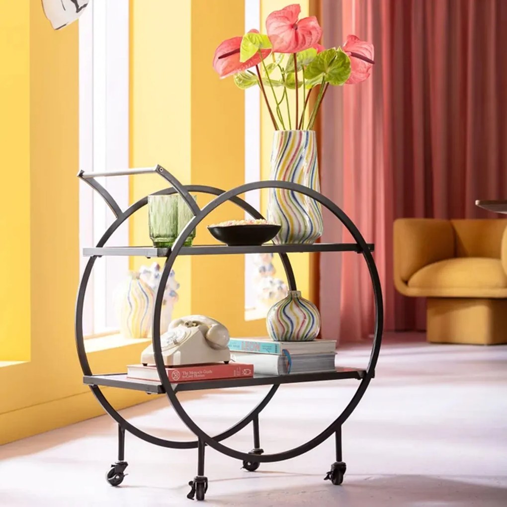 Ronde Design Trolley Zwart - 74 X 40cm.