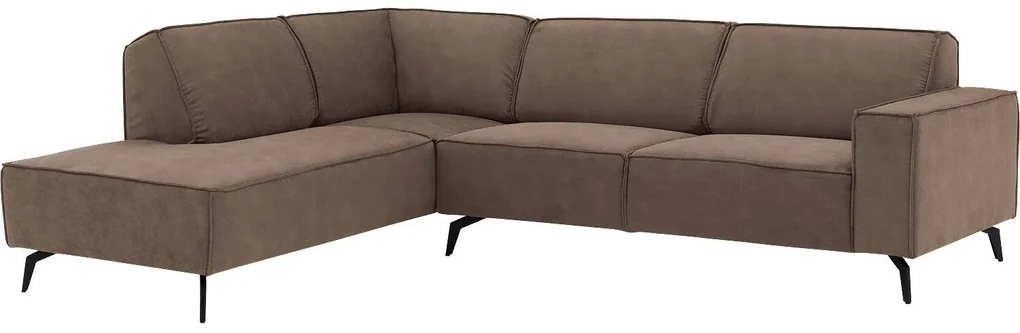 Goossens Hoekbank Hercules bruin, microvezel, 3-zits, modern design met ligelement links