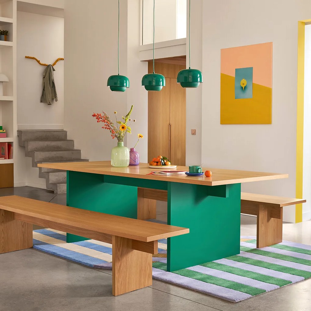 Eettafel, rechthoekig, eikenfineer, 8 couverts, Deling