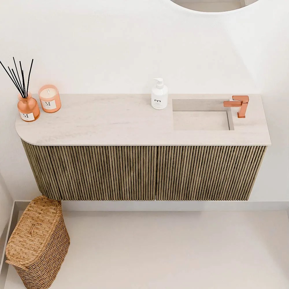 Mondiaz Joya DLux 90cm toiletmeubel ronding links dusk met wastafel faye rechts 1 kraangat meli