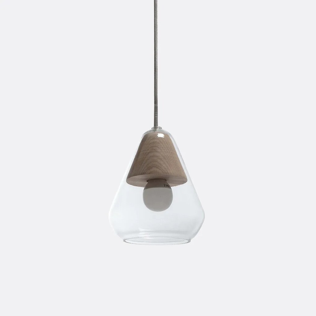 Hanglamp in glas en houtØ14 cm, Nasoa