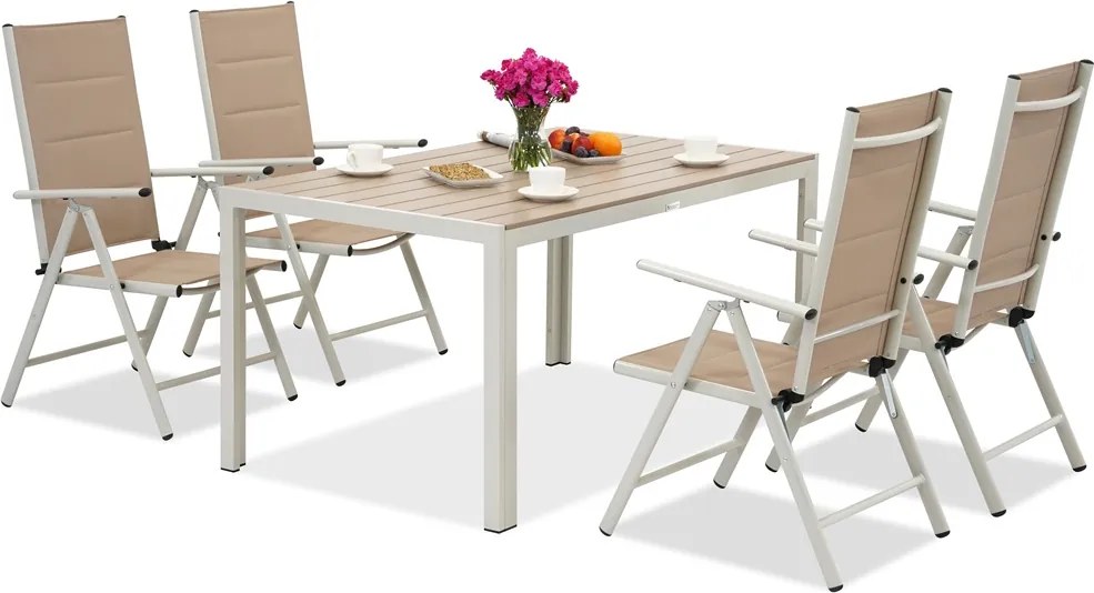 Verona polywood aluminium tuinset voor 4 personen Garden Point beige