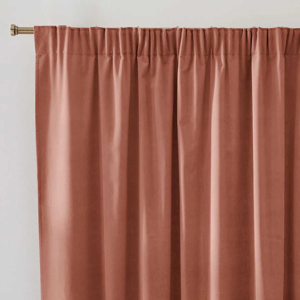 Gordijn in fluweel met aangerimpeld biesje, Velvet