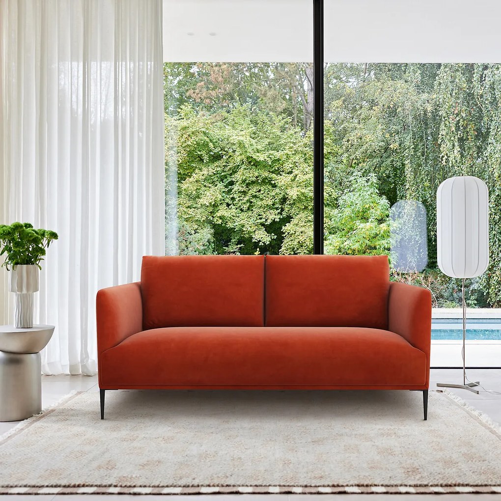 3-zits compacte bank in fluweel, Oscar, ontwerp Emmanuel Gallina