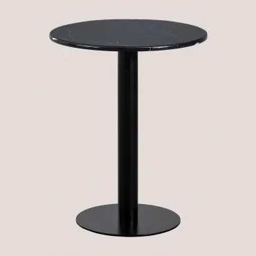 Ronde Barkruk Ø60 Cm In Rocher Marmer Zwart & Marmer Nero Marquina - Sklum
