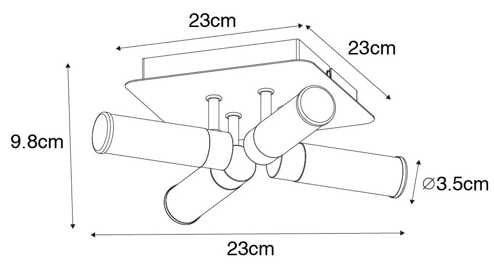 Moderne badkamer plafondlamp zwart 4-lichts IP44 - Bath Modern G9 IP44 vierkant Lamp