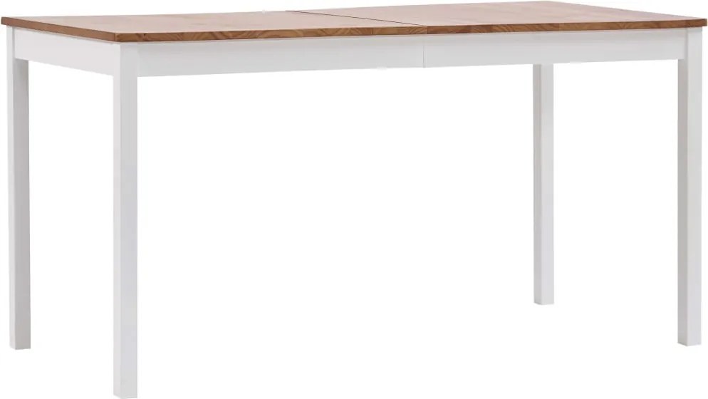 Eettafel 140x70x73 cm grenenhout wit en bruin