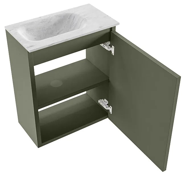 Mondiaz Ture DLux toiletmeubel 40cm army met wastafel opalo links met kraangat