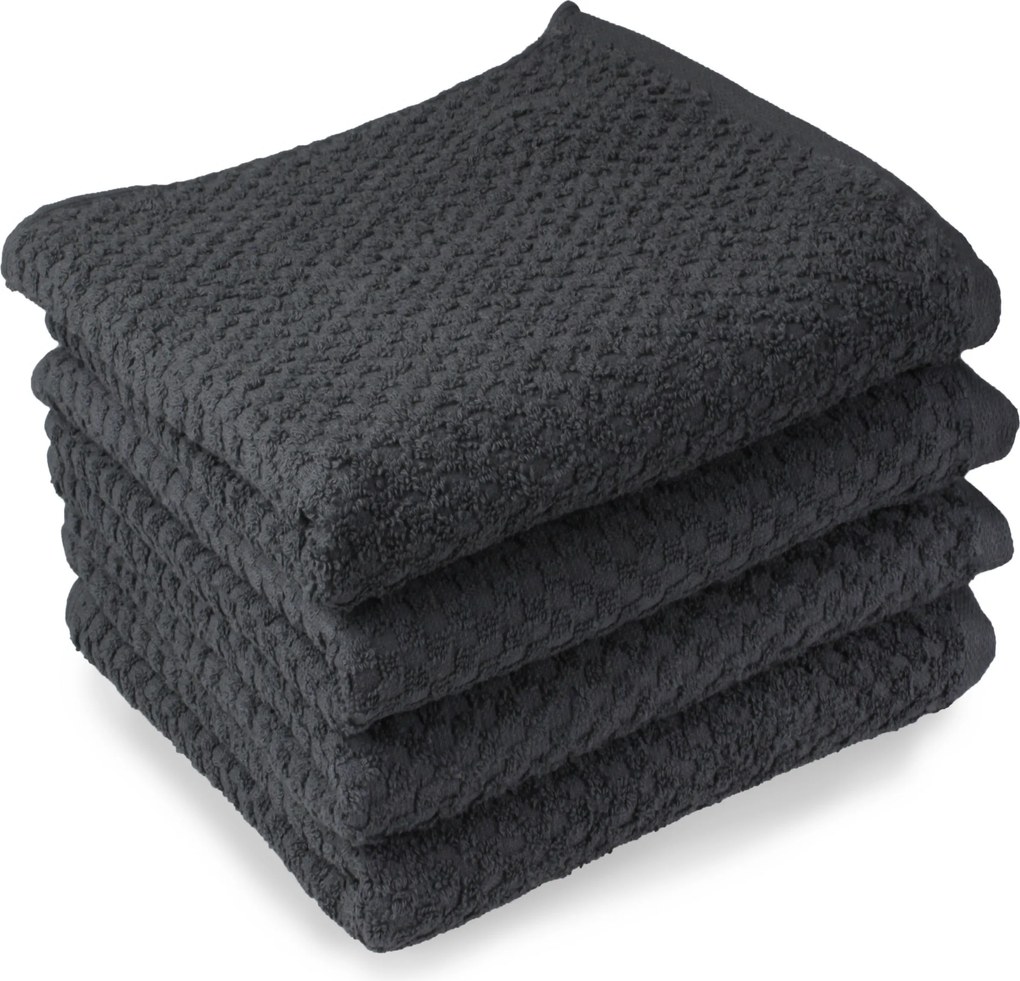 Handdoek Popcorn Collectie – 4 stuks – 70×140 – antraciet