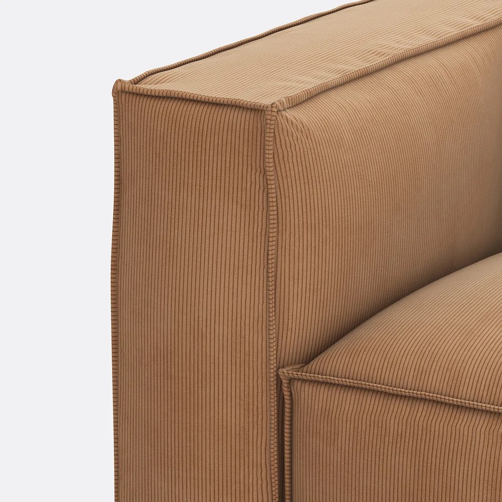 Modulaire bank, 3-zit en 1 poef, ribfluweel Seven