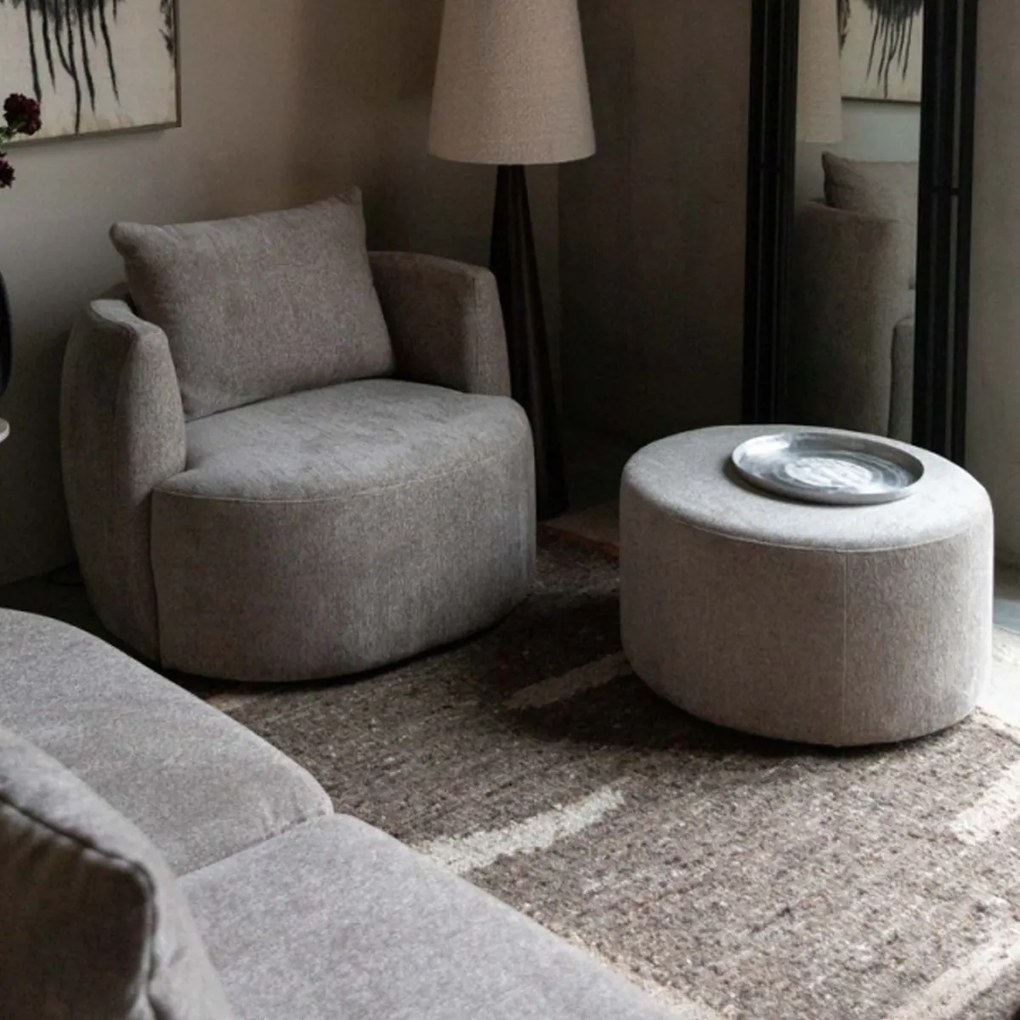 Dutchbone Rocca Cappuccino Ronde Hocker Cappuccino