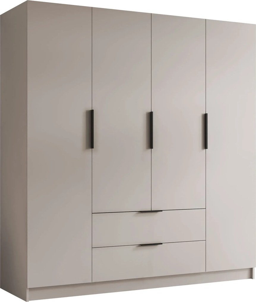 Kledingkast Closico Cadron I, Zwart, Kasjmier, 216x200x60cm, 203 kg, Kledingkast deuren: Met scharnieren
