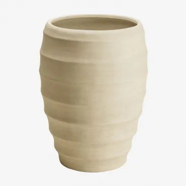 Buitenbloempot Van Cement Gabe Ø45 Cm - ↑70 Cm & Gebroken Wit - Sklum