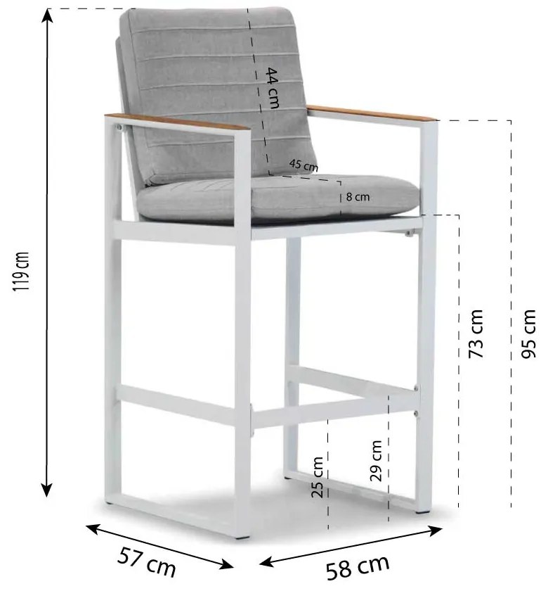 Barset 4 personen  Aluminium Wit Santika Furniture Soray