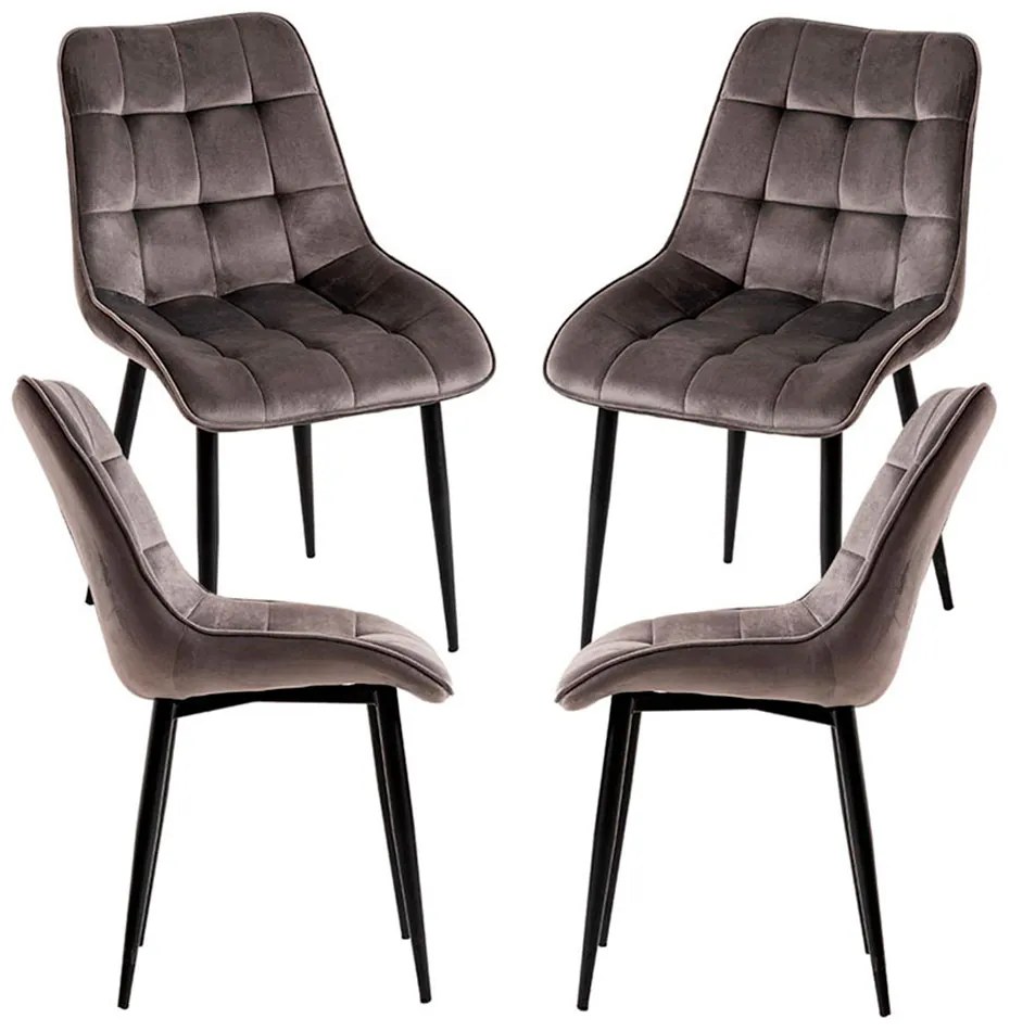 Set van 4 fluwelen Cade Stoelen