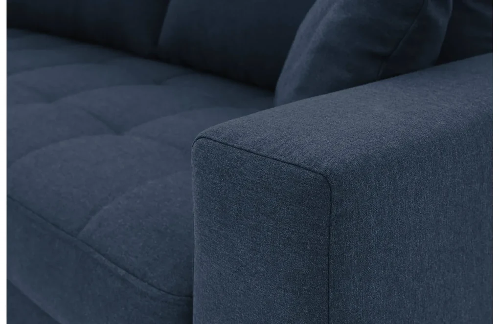 Goossens Bank Coco blauw, stof, 3-zits, stijlvol landelijk met ligelement links