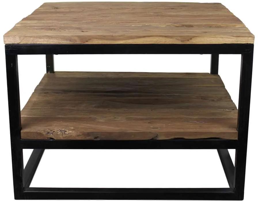 HSM Collection salontafel met onderplank Leroy - naturel/mat zwart - 60x60x44 cm - Leen Bakker