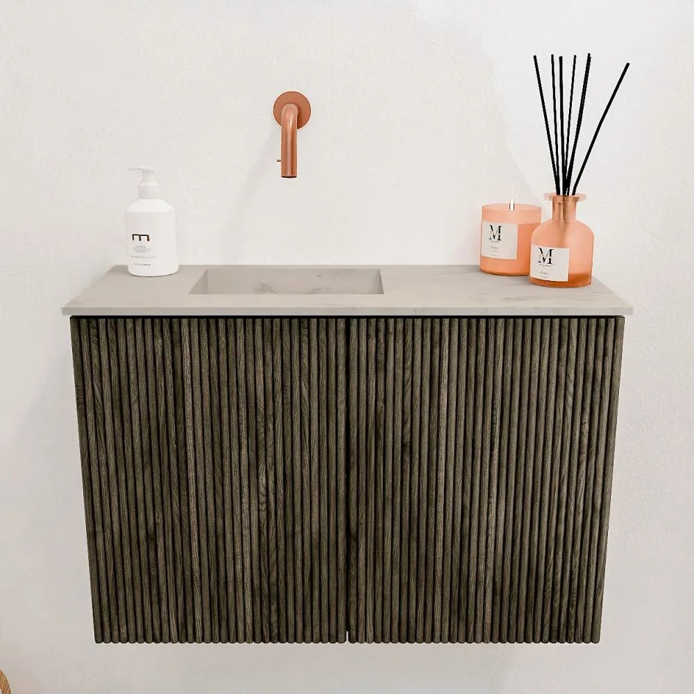 Mondiaz Joya DLux 60cm toiletmeubel shadow met wastafel faye links zonder kraangat opalo