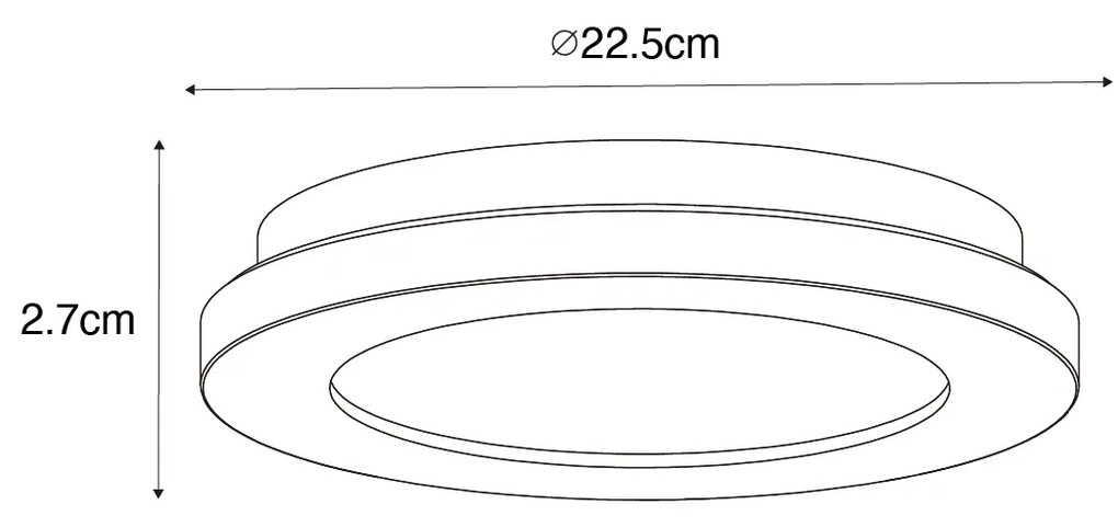 Moderne plafonnière zwart 22,5 cm incl. LED IP44 - Steve Modern IP44 rond Binnenverlichting Lamp