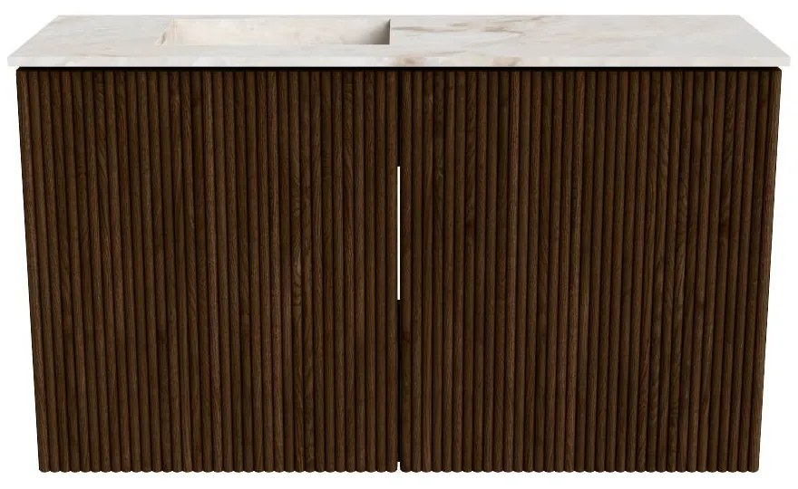 Mondiaz Joya DLux 70cm toiletmeubel walnut met wastafel faye links zonder kraangat frappe