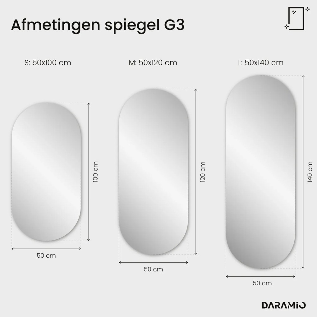 Capsulevormige spiegel met LED-verlichting G3