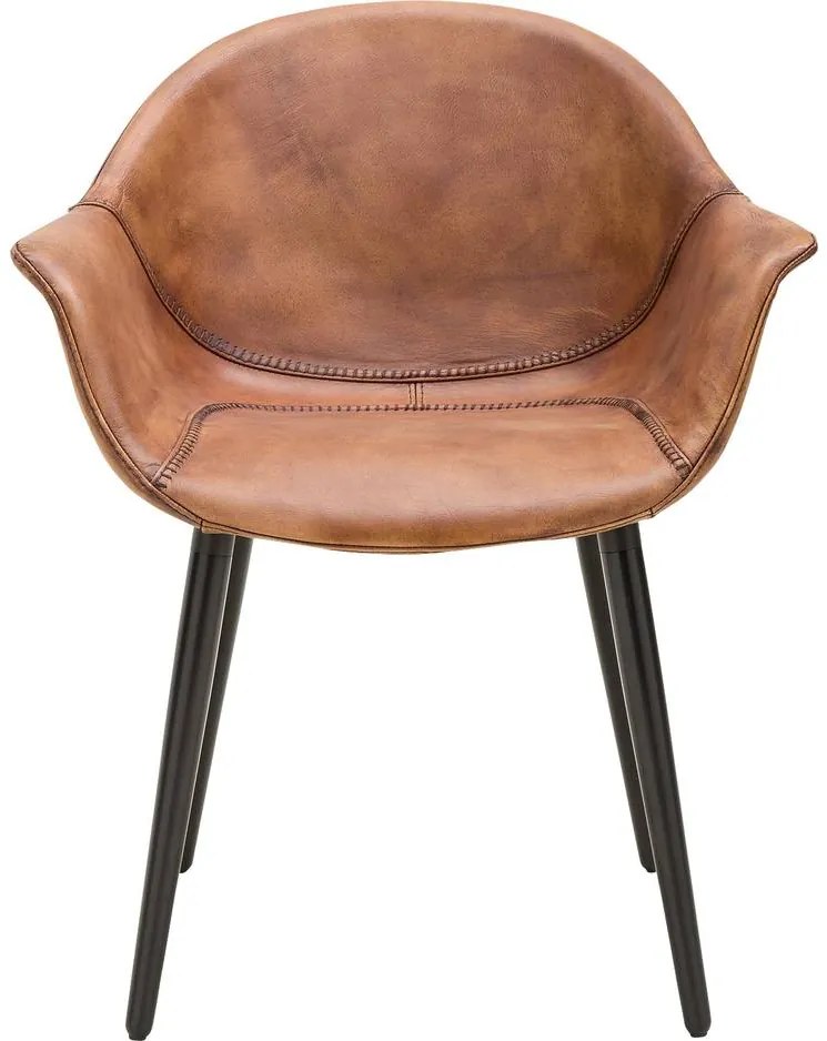 Goossens Excellent Eetkamerstoel Jorg cognac leer met armleuning, urban industrieel