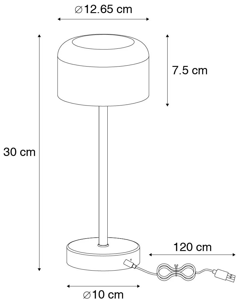 LED Moderne tafellamp met dimmer wit oplaadbaar - Poppie Modern rond Binnenverlichting Lamp