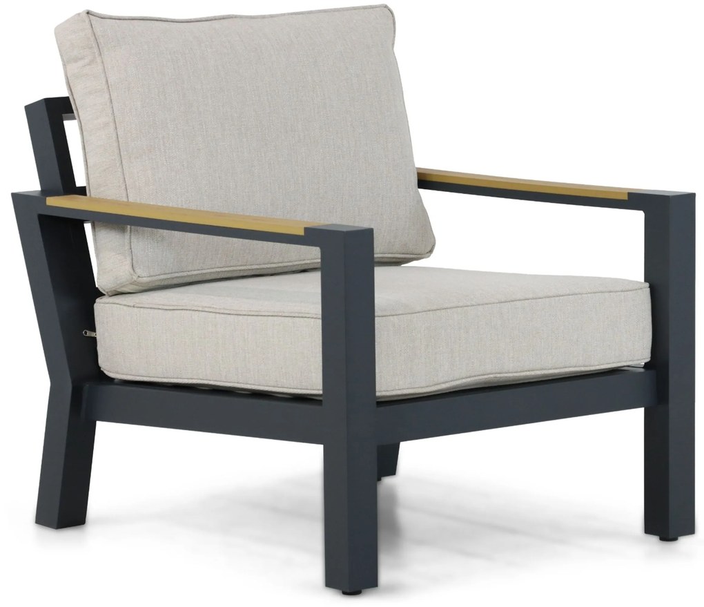 Stoel en Bank Loungeset 5 personen Aluminium/Polywood (teakfinish) Grijs Lifestyle Garden Furniture Bilbao