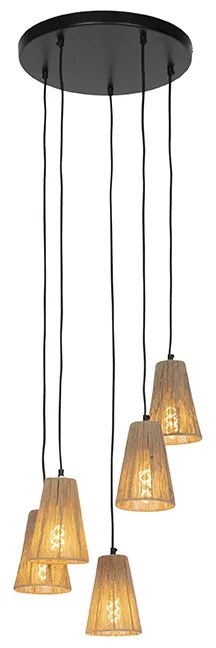 Landelijke hanglamp touw 5-lichts - Marrit Landelijk E27 rond Binnenverlichting Lamp