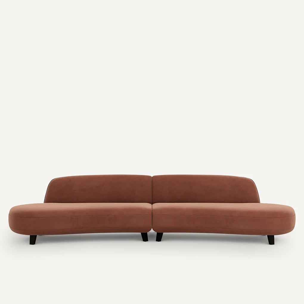 6-zits fluwelen bank, Rosebury, ontwerp Emmanuel Gallina