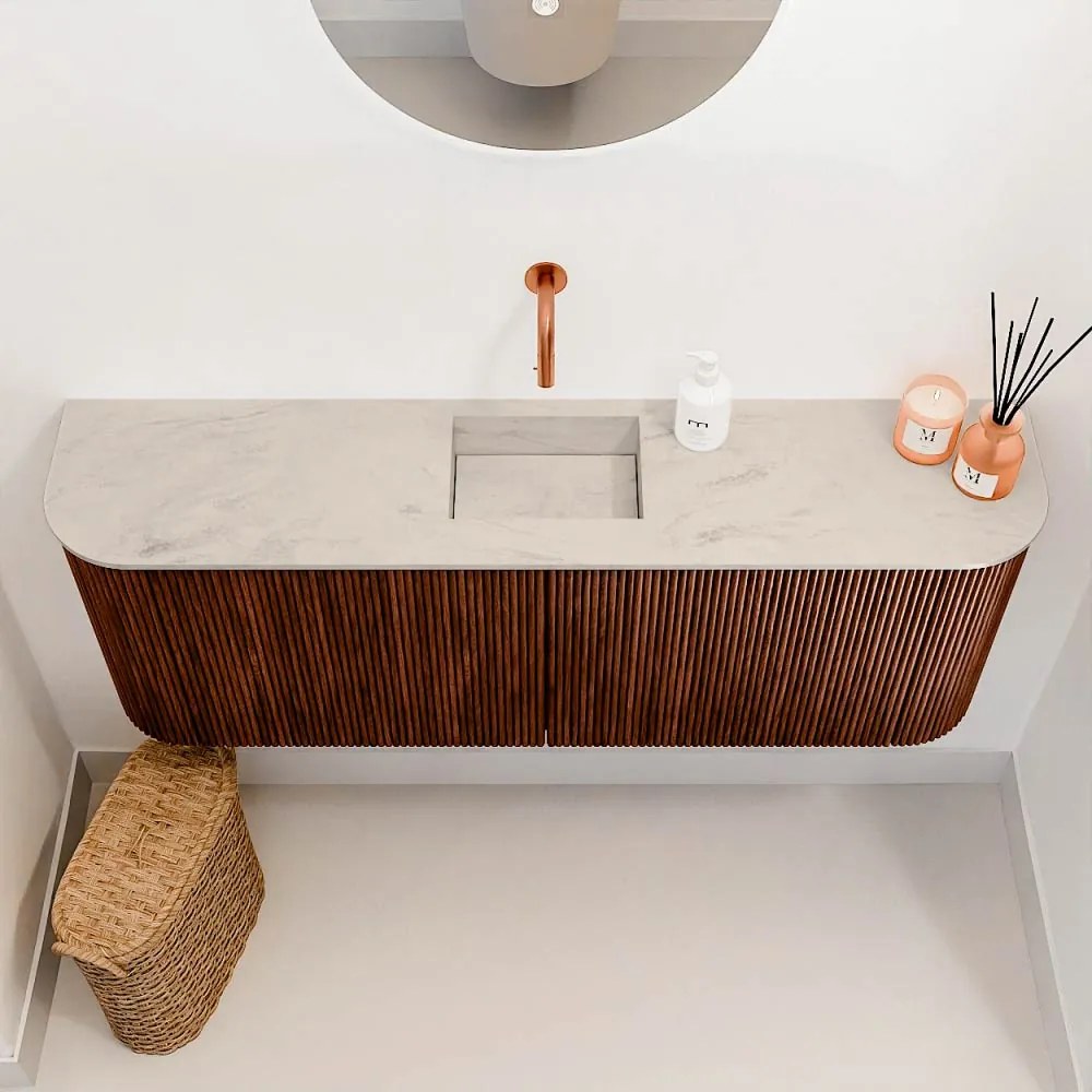 Mondiaz Joya DLux 115cm toiletmeubel ronding links/rechts ruby met wastafel faye midden zonder kraangat opalo