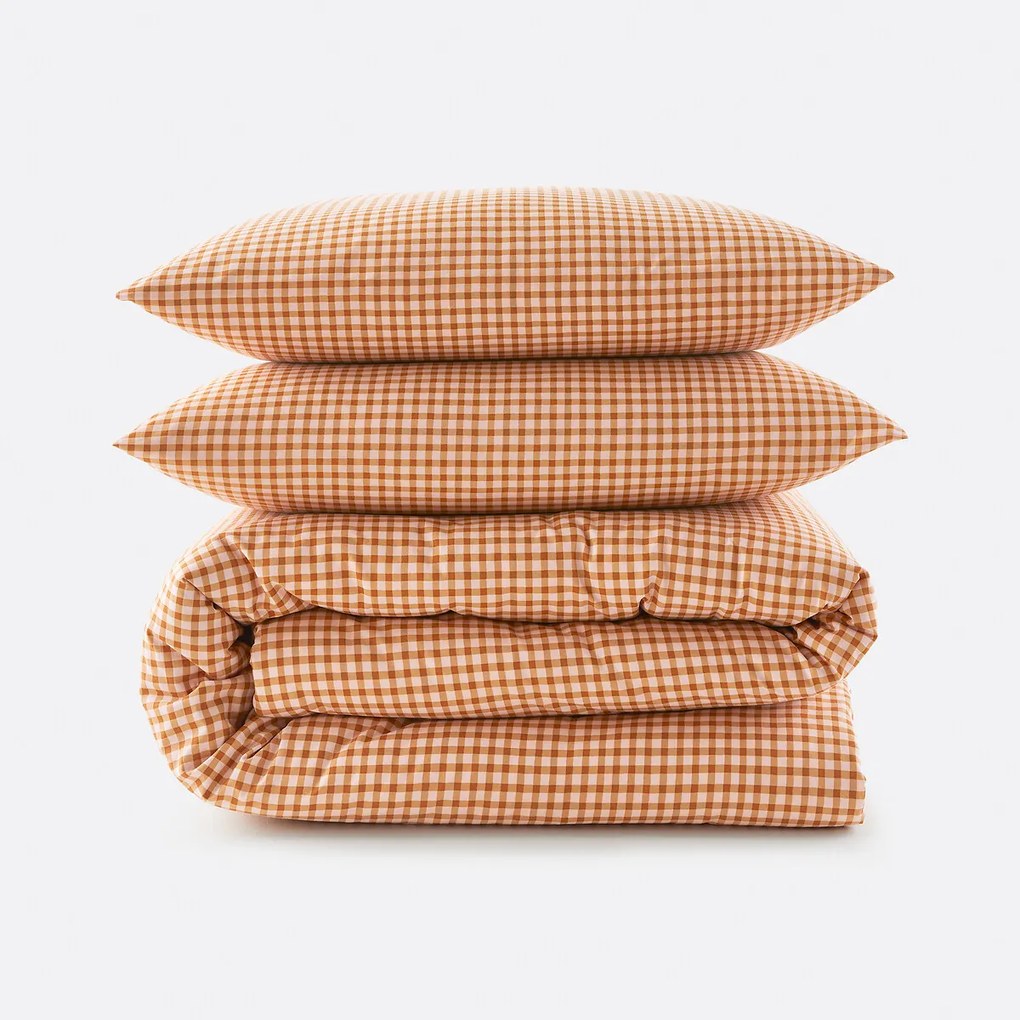30% gerecycled katoenen beddengoedset, rechthoekige kussensloop, ruitjesprint, LESIA