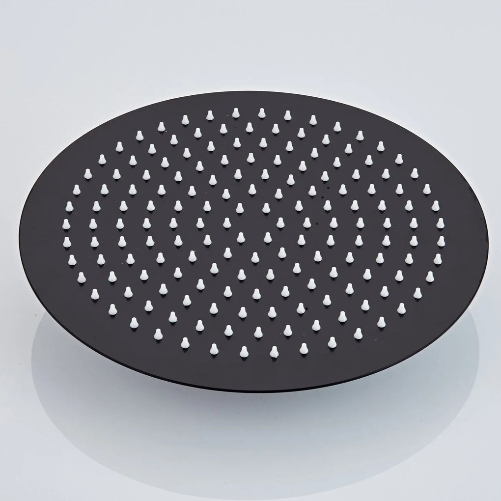 Saniclear Plus Curved inbouw regendouche met 30cm hoofddouche, plafondarm en glijstang zwart mat