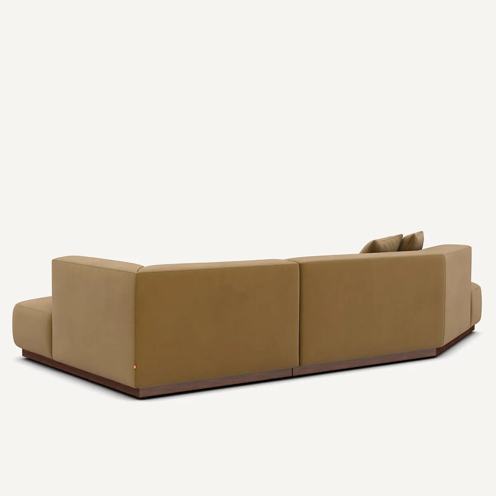 Open rechte hoekbank in linnen fluweel, JACOPO