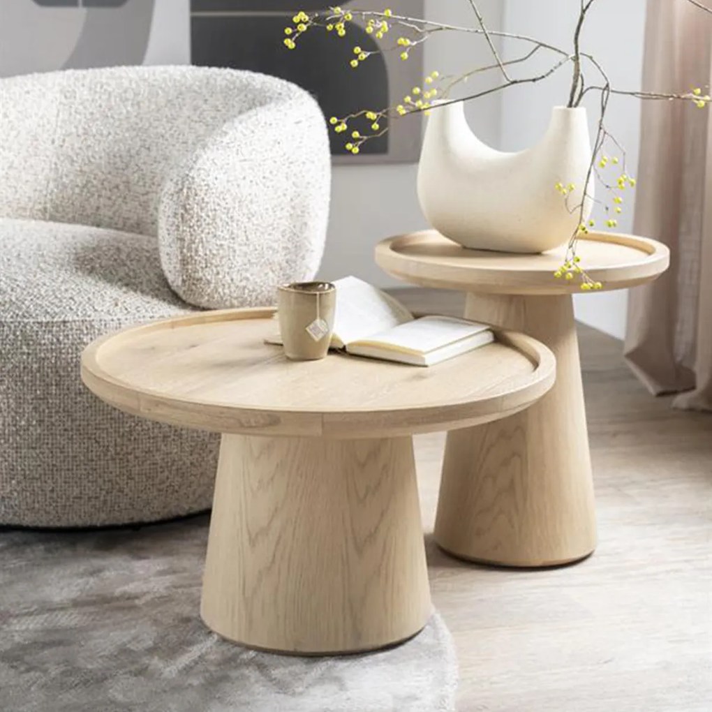 Eiken Bijzettafel Rond - 46 X 46cm.