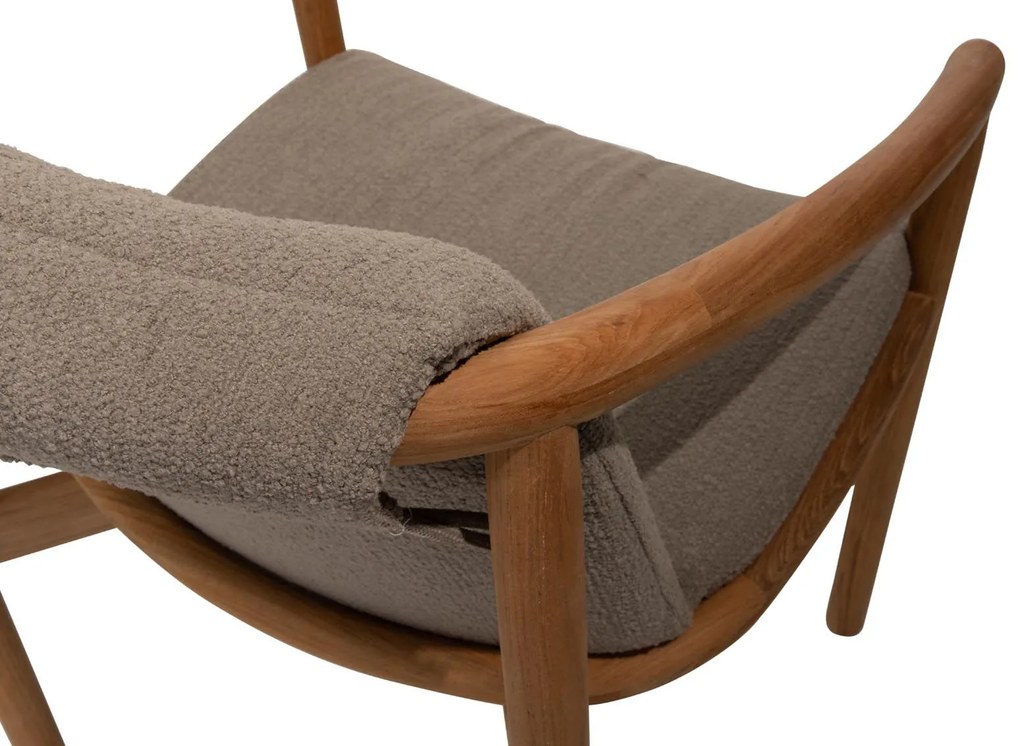 4 Seasons Outdoor Tess teak dining chair met bouclé bekleding  Tuinstoel    taupe weerbestendig