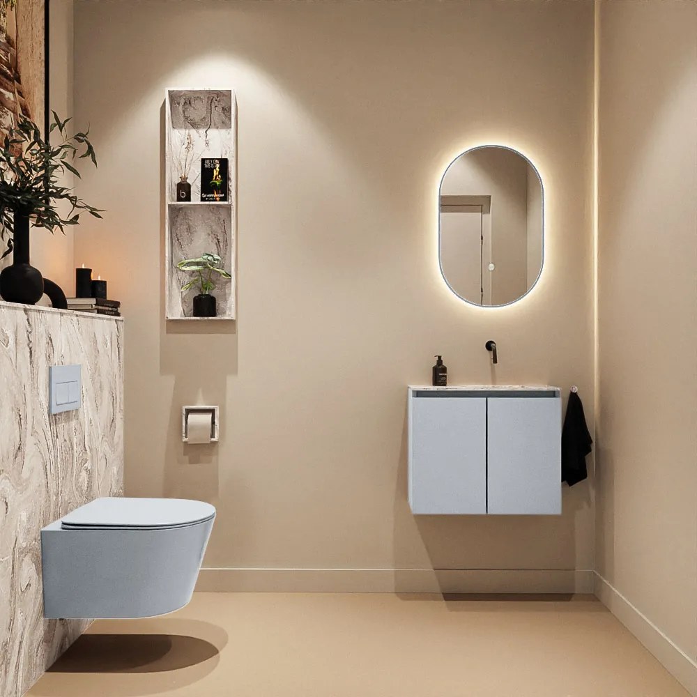 Mondiaz Ture DLux toiletmeubel 60cm clay met wastafel glace rechts zonder kraangat