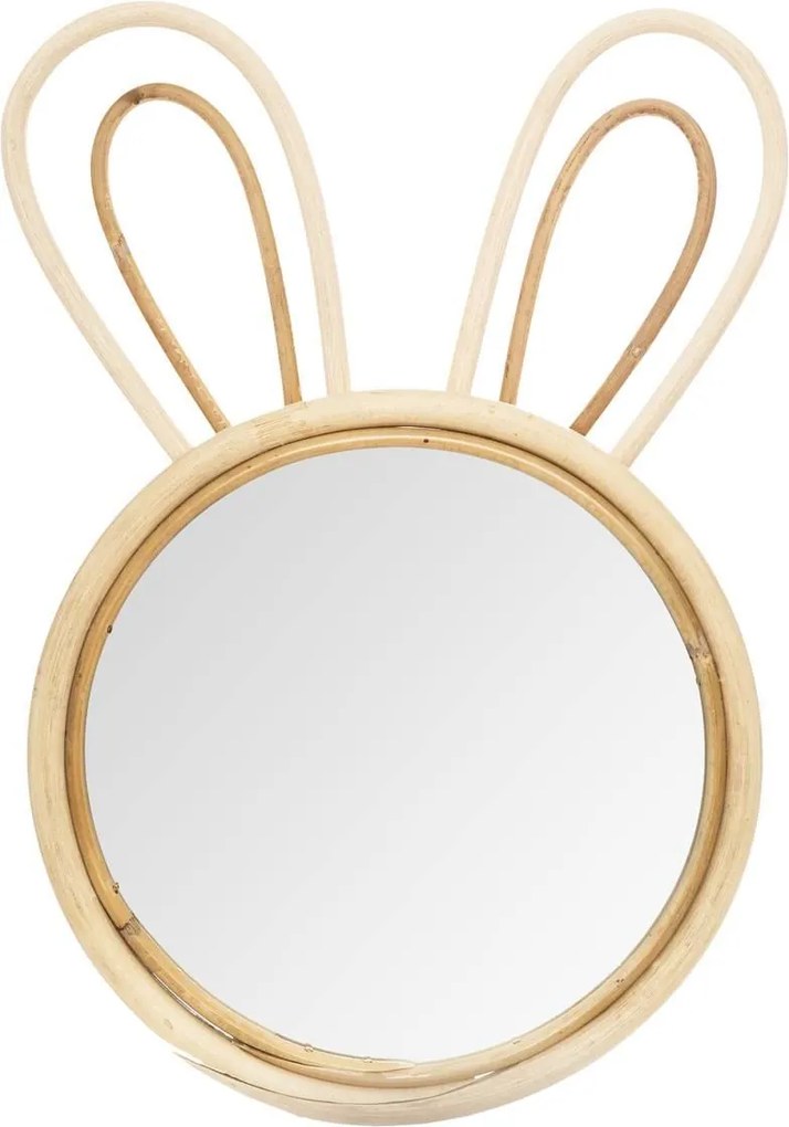 Atmosphera beige Lapin Konijn Spiegel 37x24 cm - Rieten Frame en Structuur - Ophangbaar
