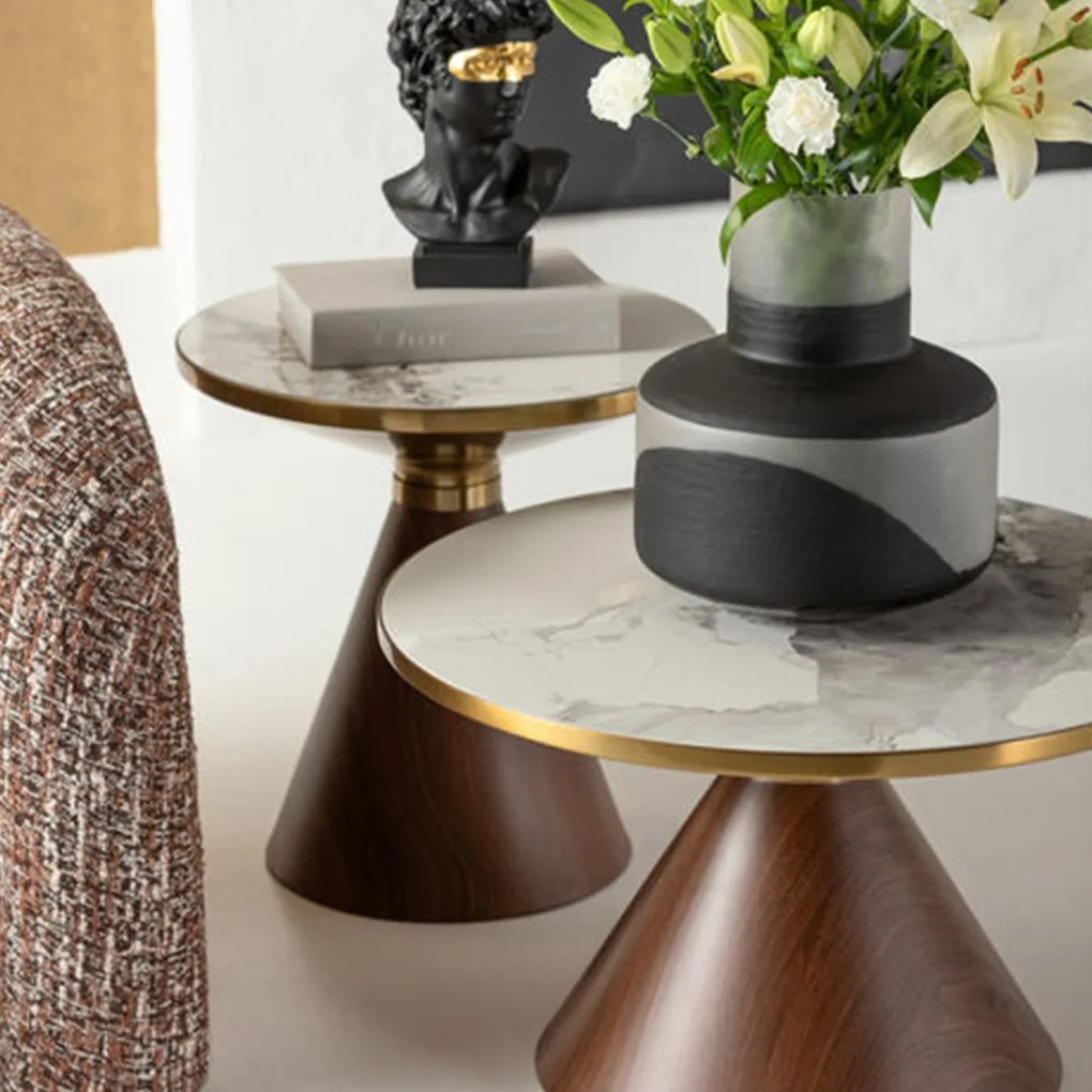 Kare Design Cono Ronde Bijzettafel Marmer - 50 X 50cm.