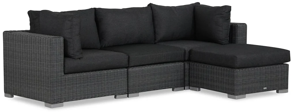 Chaise Loungeset Wicker Zwart 3 personen Garden Collections Toronto
