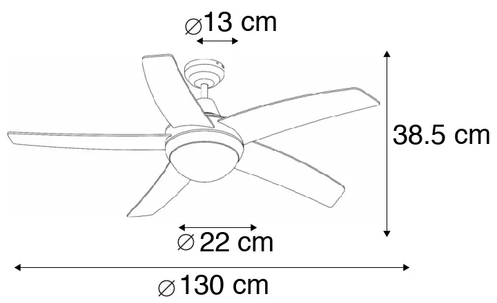 Plafondventilator zwart met afstandsbediening - Cool 52 Modern E14 rond Binnenverlichting Lamp