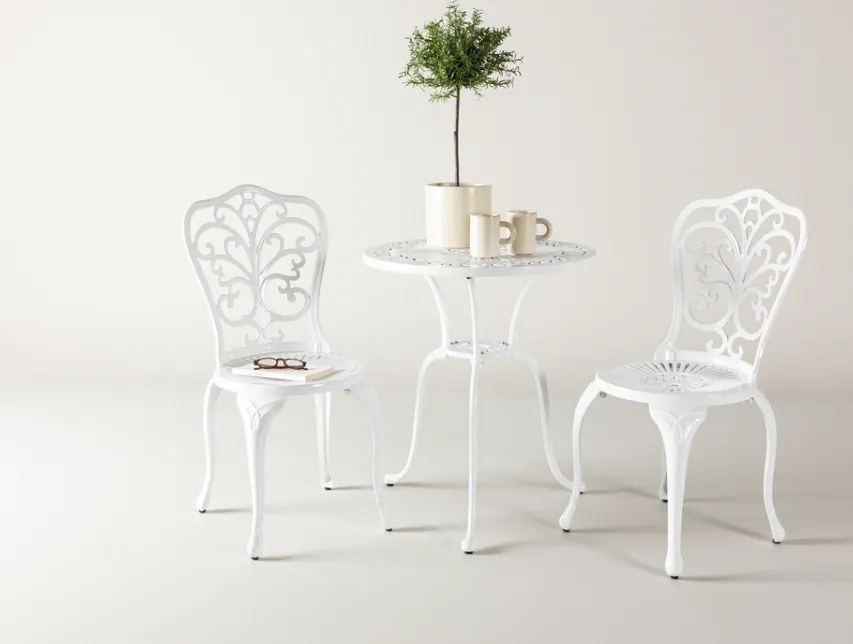 The Outsider Balkonset-Noor-3-Delig-Wit-Aluminium-Ronde-Tafel-60cm-The-Outsider
