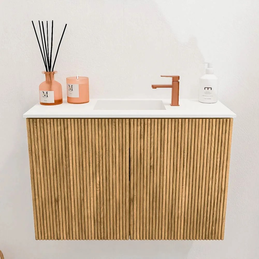Mondiaz Joya 60cm toiletmeubel oak met wastafel faye midden 1 kraangat talc