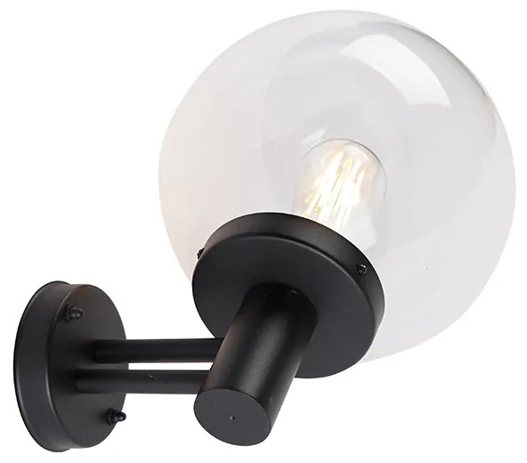 Buiten wandlamp zwart met kunststof IP44 RVS - Sfera