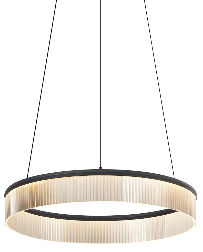 Moderne hanglamp zwart 59cm incl. LED 3-staps dimbaar - Anello Chandelier Modern rond Binnenverlichting Lamp